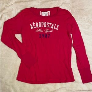 Aeropostale hot pink long sleeve logo tee